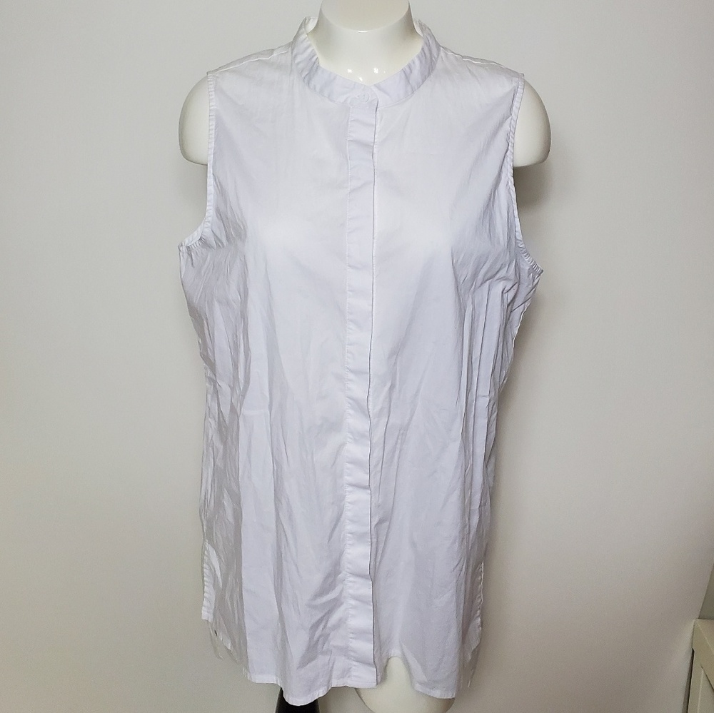 [Eileen Fisher] White Blouse Button Up Large